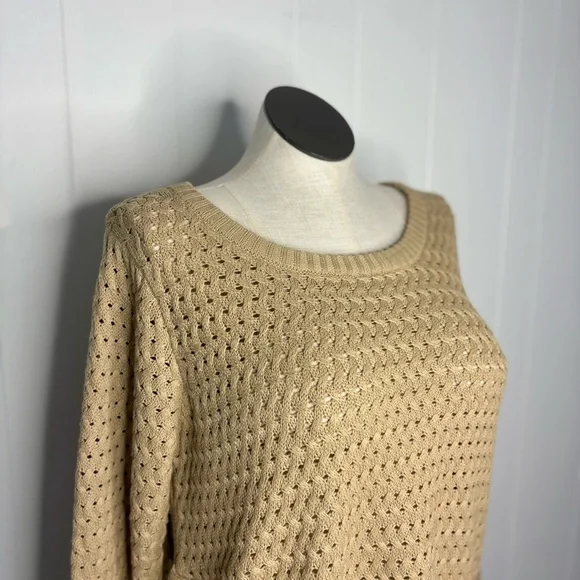 NWT Simply Southern Snap Sweater Beige Fall Spring Knit Women’s Size Large - Picture 3 of 9